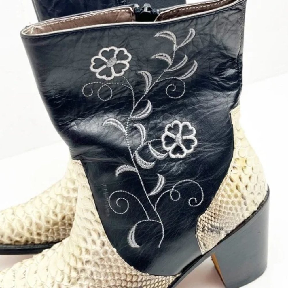 Vintage Circle G Genuine Python Leather Embroider… - image 7